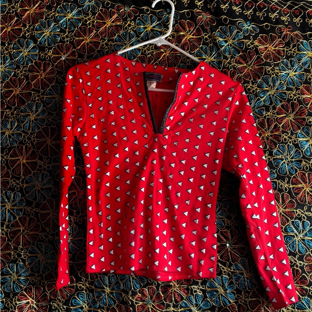 Vintage Retro Red Geometric Women's Top